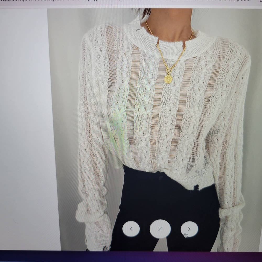 Commense White Cable Knit Sweater - Picture 3 of 7